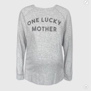 Maternity One Lucky Mother Gray Graphic Sweatshirt - Isabel Maternity Small